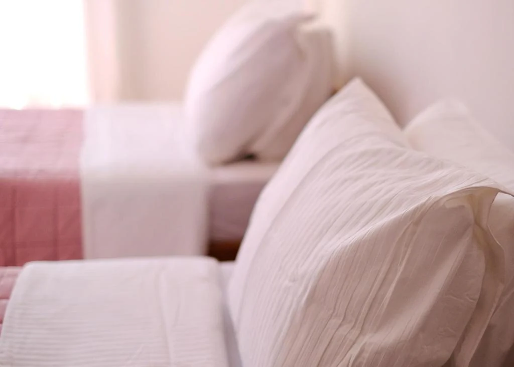 Soft pink bed linen